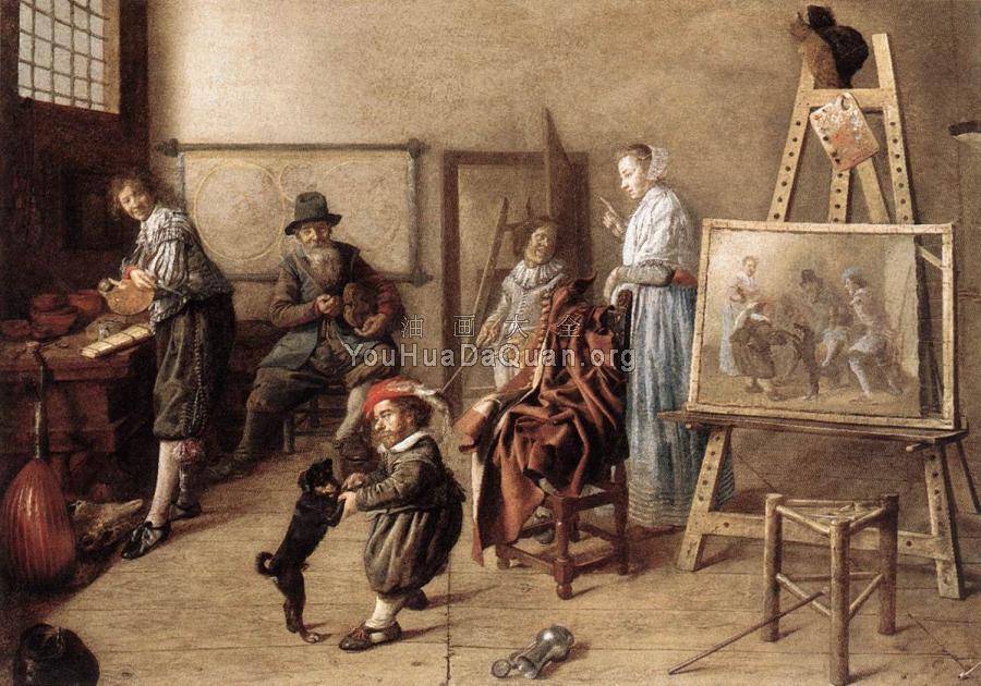Painter in His Studio, Painting a Musical Company - 扬·米恩瑟·莫勒纳尔
